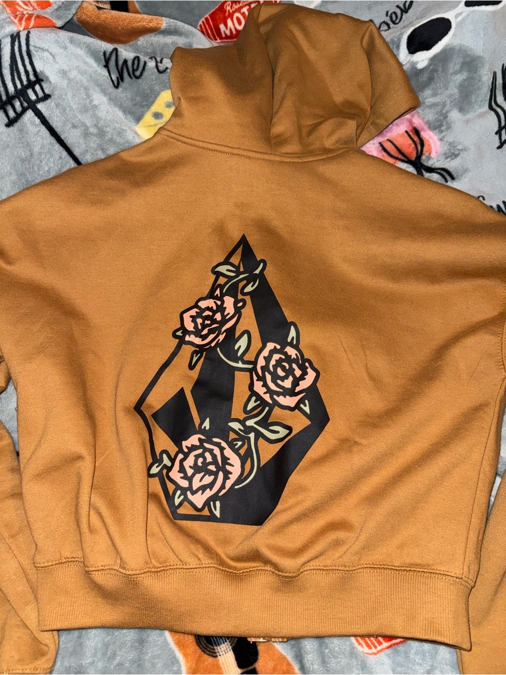 Volcom Brown Zip-Up cropped Hoodie with Tag